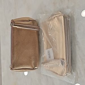 Nordstorm Beauty Cosmetic, Evening Bags Metallic Gold Set of 2 NWT